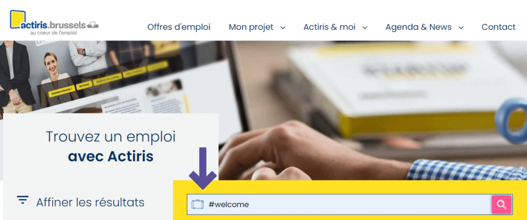 Страница поиска Actiris