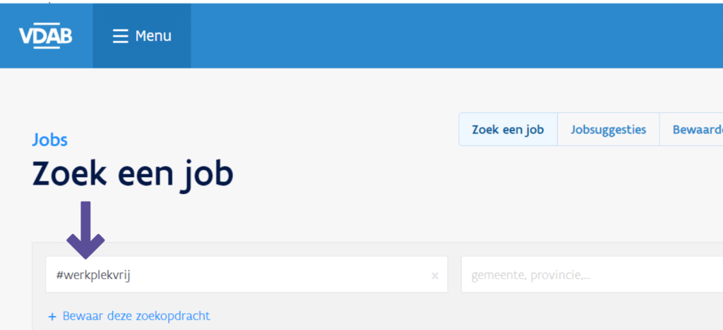Страница поиска VDAB